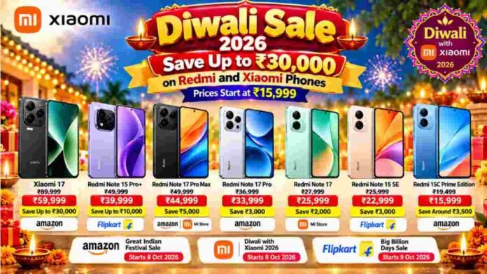 Xiaomi Diwali Sale 2026 offers on Redmi and Xiaomi smartphones starting at ₹15,999