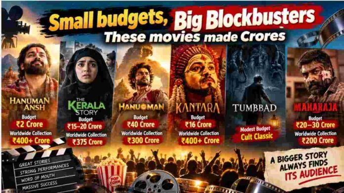 Low budget Indian blockbuster movies including Kantara, Hanu-Man, Tumbbad, Maharaja and The Kerala Story