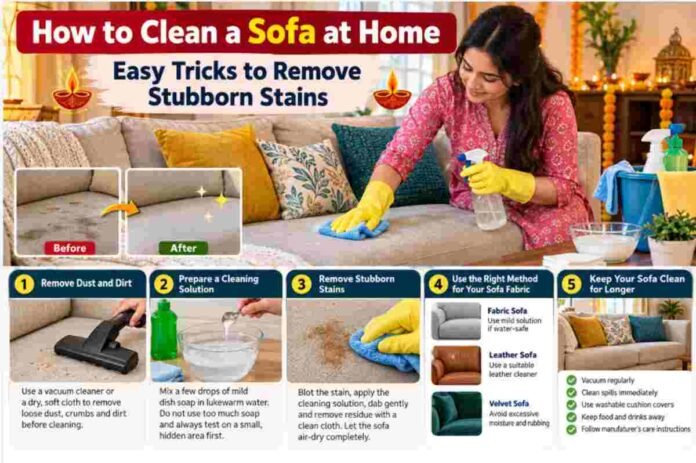 How to clean a sofa at home and remove stubborn stains with safe cleaning methods